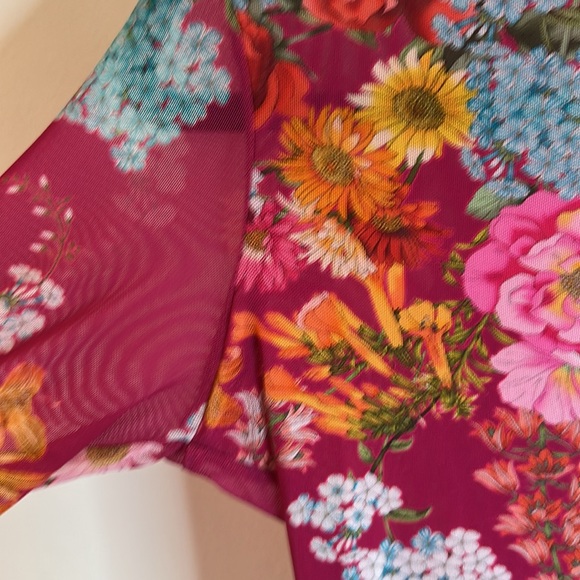 NWT Johnny Was Jade Biya JWLA 3J Workshop Golden Bouquet Mesh Top - Picture 7 of 7